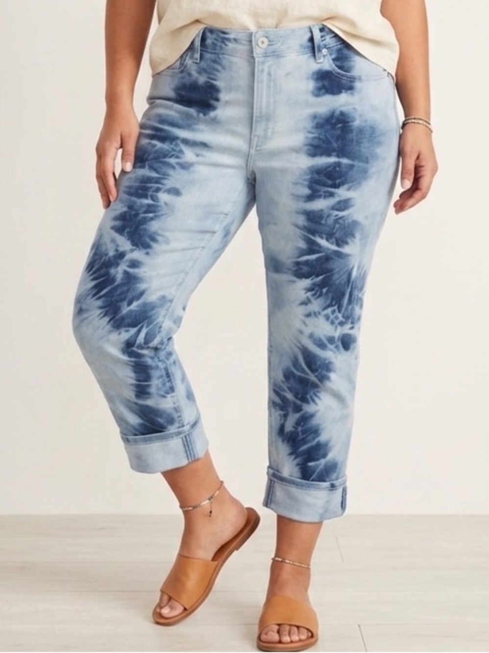 J. Jill Denim High rise cropped Tie Dye Jeans size 12 petite